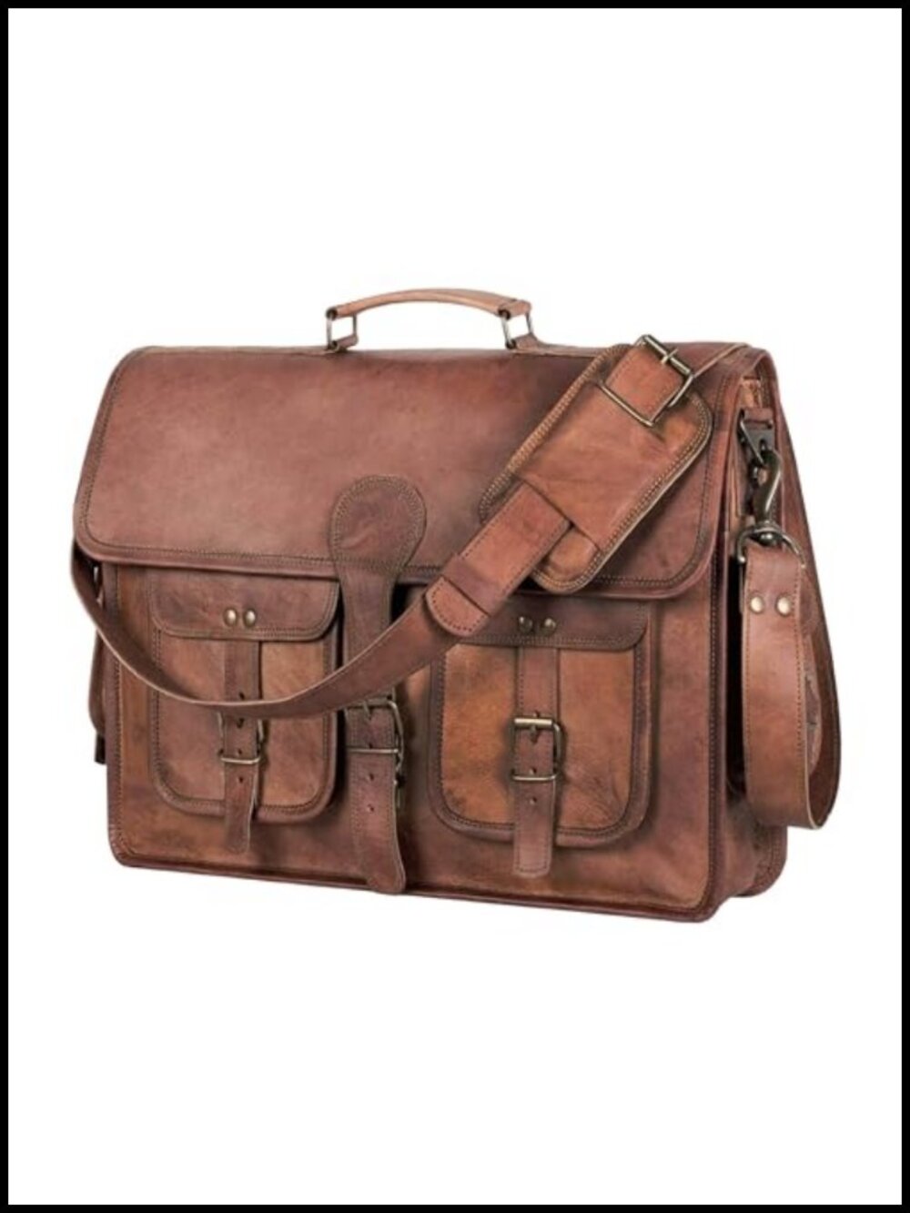 Leather Messenger Bag Briefcase Laptop Satchel for Men & Women